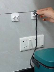 SWEET Wall Mount Punch-free Power Cord Storage Rack Hooks Kitchen Plug Adhesive Hooks Power Plug Socket Hanger Holder