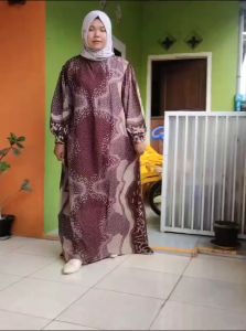 Gamis Maxi Abaya Rayon Lengan Balon Kerah Mandarin