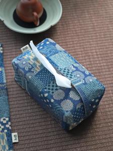 Retro Japanese Style Gold Stamping Printed Cloth Art Tissue Paper Bag Tissue Box Drawstring Paper Towel Holder Home Decor