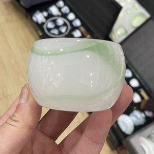 Large Size Jade Green Porcelain Tea Cup Personal Cup White Porcelain Mens Style Tea Bowl Handmade Glass Tea Lamp for Tea Appreciation