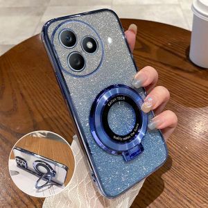 Transparent Silicone Phone Case for Huawei Honor X50i+ Full Cover Anti-Fall with Stand Womens Style Protective Shell for Men And Women