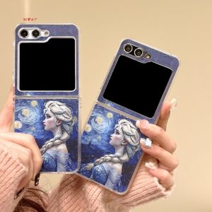 Cute Cartoon Princess Elsa Samsung Z Flip5 Flip Screen Protection Case Full Cover Anti-Fall Hard Shell for Women Z Flip6 ZFlip4