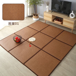 Foldable Summer Cool Mat Childrens Crawling Pad Sleepover Mat Tatami Style Woven Natural Grass Bedding Floor Carpet