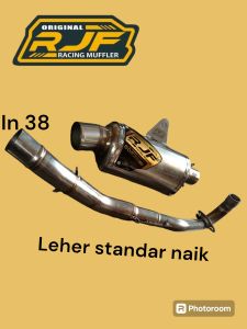 ORIGINAL INLET38 KNALPOT RJF OVAL JUPITER Z VEGA R/ZR JUPITER Z1 CRYPTON SUPRA FIT NEW OLD SUPRA X 125 KHARISMA SUPRA X 100 GRAND C70 SMASH SHOGUN REVO BLADE WIN  TIPE LEHER STANDAR NAIK