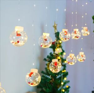 christmas decoration tree light led xmas decorations items 2024 gift blinking lighting wishing ball fairy Curtain Lights 220V 8 Modes EU plug for home decor Christmas party New year wedding lamp