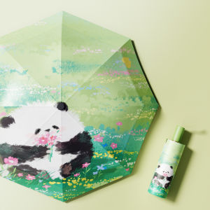 Cartoon Panda Design Manual Folding Sun Umbrella