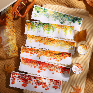 1 Roll Autumn Fall Leaves Pattern Tape for DIY Scrapbook Journal Phone Case Decoration Gift Wrapping & Craft Collage