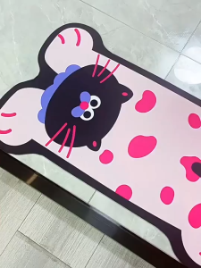 <𝙇𝙖𝙯𝙈𝙖𝙡𝙡> Cartoon Floor Toilet Mat Non-Slip Door Floor Mat Bathroom Mat Dog Cat Faux Velvet