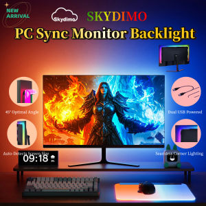 Upgrade RGB PC Backlight for 24-34 Inch Monitor Led Light with Real-Time Sync Music Reactive Mode Christmas Gift for Gamers