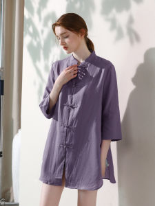 Miccbeirn | Miccbeirn Pure Mulberry Silk New Chinese Style National Trend Button Up Shirt Jacket Loose Fit Commute Style Seven Sleeve