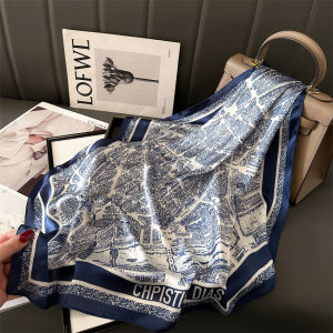 Khăn Choàng Lụa Giả Mỏng Màu Sáng Cho Nữ Mùa Xuân Hè 70cm Khăn Vuông Bảo Vệ Cổ Khăn Trùm Đầu Trang Trí Trang Trí Túi Xách