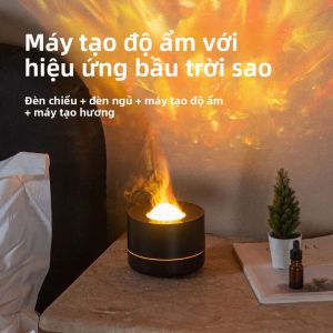 Máy Tạo Độ Ẩm Không Khí Chạy Bằng USB Với Máy Khuếch Tán Tinh Dầu 360 °   Đèn Chiếu Tinh Vân Xoay Đèn Nhiều Màu Sắc Siêu Âm 1PC