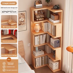 CHUJUN | Corner Solid Wood Bookcase And Storage Shelf