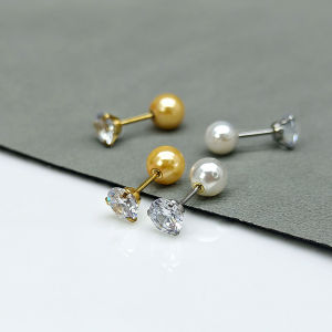 Titanium Steel Zirconia Shell Bead Earrings Sleepwear Friendly Allergy Free Womens Fashion Jewelry Ear Cuff Screw Back