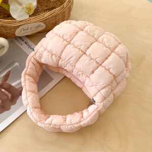 Spring 2025 Cloud Texture Quilted Bubble Handbag Casual Womens Mobile Phone Bag Folded Nylon Small Size Youth Leisure Handbag
