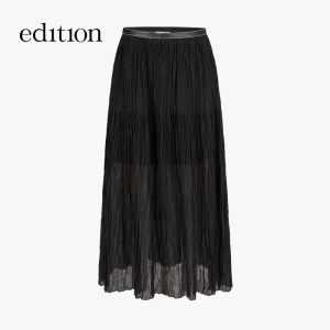 edition | High Round Face Endorsement Long Pleated Skirt