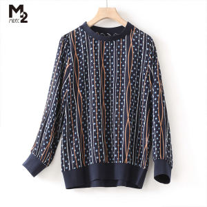 เสื้อยืดแขนยาวผู้หญิง M2 แฟชั่นฤดูใบไม้ผลิและฤดูใบไม้ร่วง ทรงหลวม ทรงเข้ารูป ไซส์ใหญ่ เสื้อเชิ้ตผ้าชีฟอง