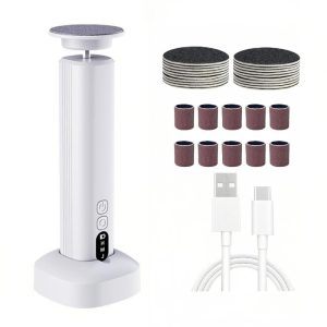 เครื่องกำจัดหนังด้านเท้าไฟฟ้าไร้สาย 6 ระดับความเร็ว พร้อมแผ่นกระดาษทรายเปลี่ยนได้ เครื่องกำจัดผิวหนังที่ตายแล้วแบบพกพาสำหรับผู้หญิงและผู้ชาย