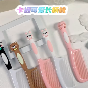 Cartoon Cute Comb Childrens Portable Long Handle Comb Household Plastic Hairdressing Comb Girl Gift