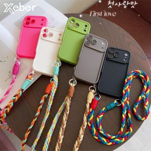 Crossbody Cord Rope Lanyard Necklace Case For iPhone 17 16 14 11 12 13 15 Pro Max Plus Air XS XR Shockproof Soft Silicone Cover