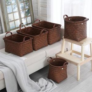 American Style Wickerlike Laundry Basket Retro Dirty Clothes Basket Snack Toy Hotel Popular Storage Basket Household Organizer