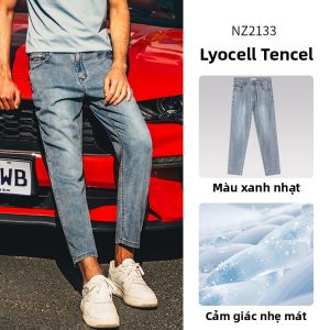 Enjeolon | Quần Jeans Dài Đùi Thẳng Denim Mát