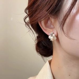 WENXI | Bông Tai Đẹp Hình Nơ Kim Cương và Ngọc Trai