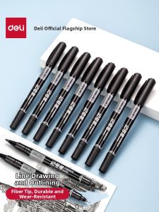 deli | Art Outlining and Marking Waterproof Black Oil-based Double-Tipped Marker
