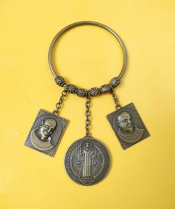 St. Padre Pio the Healer and St. Benedict Antique in One Door Chimes For Protection and Healing