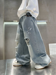 Boys Summer Thin Denim Pants Tear Style Mosquito Proof Long Trousers Cool Boys Jeans Fashionable Childrens Clothing