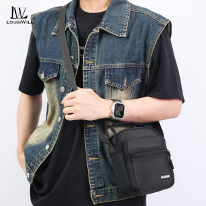 LouisWill กระเป๋าสะพายไหล่แฟชั่นผู้ชายกระเป๋าครอสบอดี้กระเป๋าถือลำลองหลายช่องลวดลายสร้างสรรค์บรรจุได้เยอะกันน้ำน้ำหนักเบากระเป๋าถนนกีฬาลำลอง