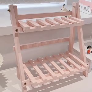 Dopamine Original Wood Multi-Functional Double Layer Bookshelf Living Room Balcony Storage Rack No Installation Required