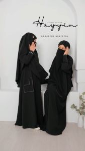 Set Abaya & French Khimar HAYYIN Setelan Gamis Syari Anak Perempuan 5 sampai 14 tahun by Ammar Kids