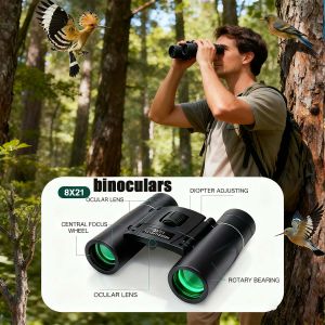8*21 High Power Binoculars Portable  Bird Watching Hiking  Moon Viewing for Outdoor Hunting Concerts  for Travel Christmas Gift