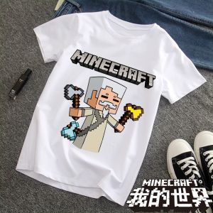 My World Square Surrounding the Game Childrens Underwear Short-Sleeved T-shirt Pajamas Childrens Clothing Suit Boys Print Sleeves