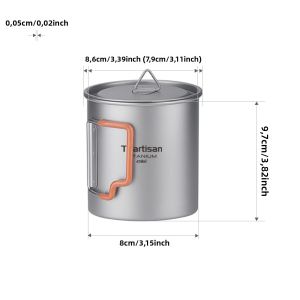 Tiartisan | Tiartisan Titan Nguyên Chất Có Thể Gập Lại Tay Cầm Cắm Trại Cốc 450Ml/750Ml Có Nắp Di Động Ngoài Trời Mang Trang Bị Sau Lưng Cốc Cà Phê Và Túi Lưới Bảo Quản