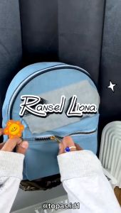 Tas ransel wanita jeans denim LIONA korea style simple & modern desain terbaru backpack perempuan multi fungsi