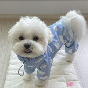 Waterproof Dog Raincoat Full Wrap Four Legs Outdoor Pet Clothes Teddy Bichon Dog Rain Jacket Durable Waterproof Coat