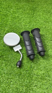 Combo kiếng tròn nhỏ inox + Bao Tay cho các dòng xe máy Chân 10li mặt kính 7cm cao 15cm