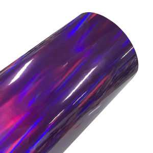 Premium Gloss Holographic Chrome Purple Vinyl Wrap Roll Self Adhesive Decal Automotive Car Wrapping Film