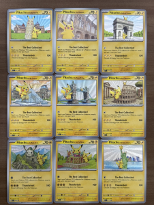 Takara Tomy | 9pcs/set DIY Anime PTCG Original Self-made Pichu Game Collection Card Creative World Landmarks Collection Card Birthday Gift