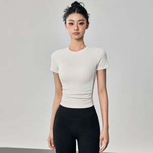 Áo Thun Tập Yoga Nữ Mùa Hè Nhanh Khô Nhanh Áo Thun Chạy Bộ Tay Ngắn Bó Sát Thoáng Khí Quần Áo Thể Thao