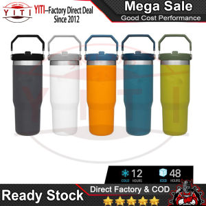 YITI IceFlow Flip Straw Tumbler 30 oz Insulated Stainless Steel Sports Bottle Travel Office Drinks Indoor/Outdoor Thermos Travel with Straw Travel Water Bottle Sports Water Bottle with Handle