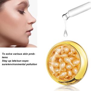 30PCS Fullerene Placenta Capsule Face Serum Hyaluronic Acid Anti Wrinkle Day Night Facial Essence Moisturizing Anti-aging Whitening Firming Skin