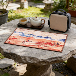 Chinese Zen Style Tea Towel Thickened Super Absorbent Kitchen Rag with Ancient Painting for Tea Ceremony Household Accessories