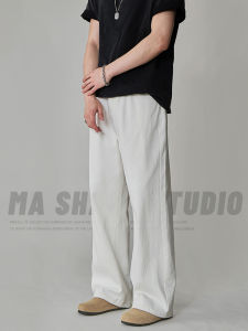 กางเกงยีนส์ทรงหลวมขาตรงสำหรับผู้ชาย กางเกงขายาวทรงหลวมพิเศษฤดูใบไม้ร่วง/ฤดูหนาว กางเกงยีนส์สีขาวแบบลำลอง กางเกงยีนส์ทรงหลวมสำหรับผู้ชาย