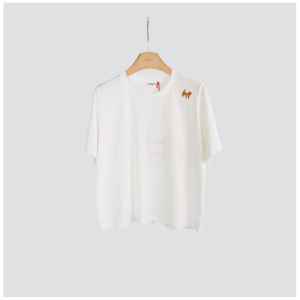 Custom Embroidered Cartoon Dog Short Loose T-Shirt
