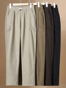 Ladieswear Spring/Summer New Outdoor Corduroy Elastic High-Waisted Trousers All-Matching Casual Pants Middle-Aged and Elderly Womens Clothing Elegant Pants