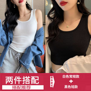 Sporty Short Sleeveless Womens Tank Top Summer Inner Wear Suit Base Layer Anti-Light Cotton Blend Thread Trendy Backless Design