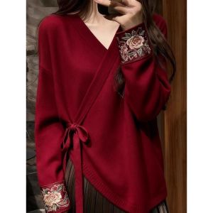 PAZHAOLANG | Plus Size 300kg Traditional Chinese Style Mandarin Collar Knitwear